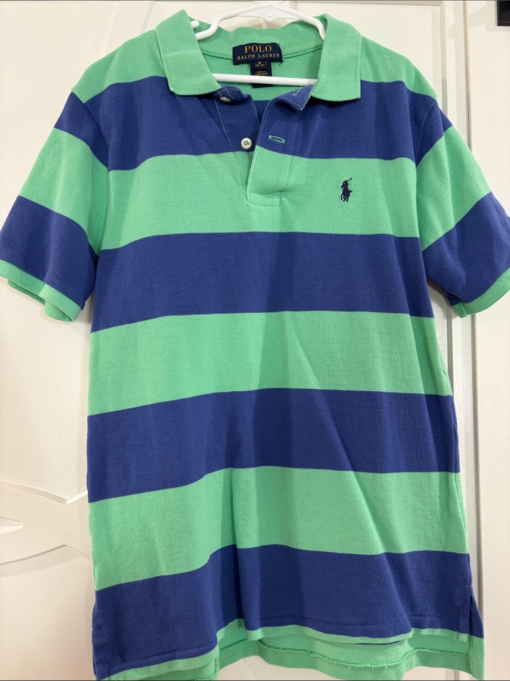 Polo by Ralph Lauren Kids Blue & Green Wide-Striped Polo Shirt